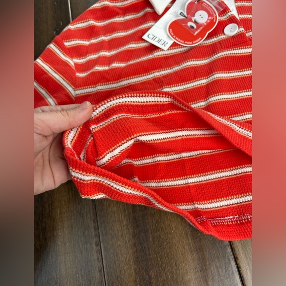 NWT Cider Size XS Striped Crop Top Henley Short Sleeve Shirt y2k - Picture 4 of 4
